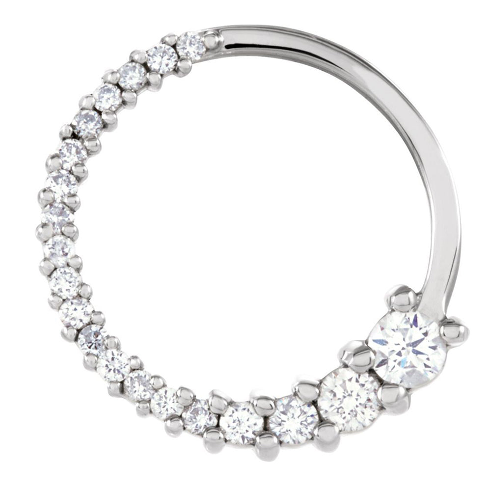 14k White Gold 1/2 Ctw Diamond Circle Journey Pendant, 19mm, Item P28010-19 by The Black Bow Jewelry Co.