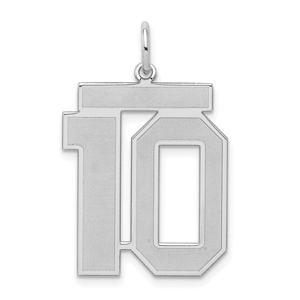 Sterling Silver, Jersey Collection, Large Number 10 Pendant, Item P28014-10 by The Black Bow Jewelry Co.