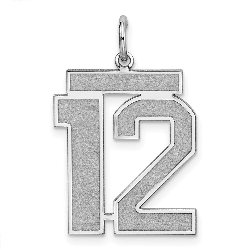 Sterling Silver, Jersey Collection, Large Number 12 Pendant, Item P28014-12 by The Black Bow Jewelry Co.