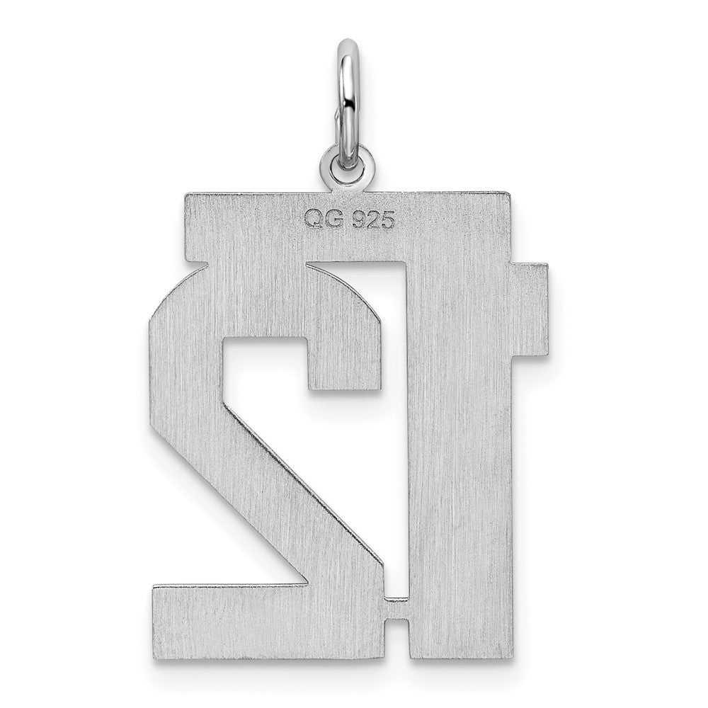 Alternate view of the Sterling Silver, Jersey Collection, Large Number 12 Pendant by The Black Bow Jewelry Co.