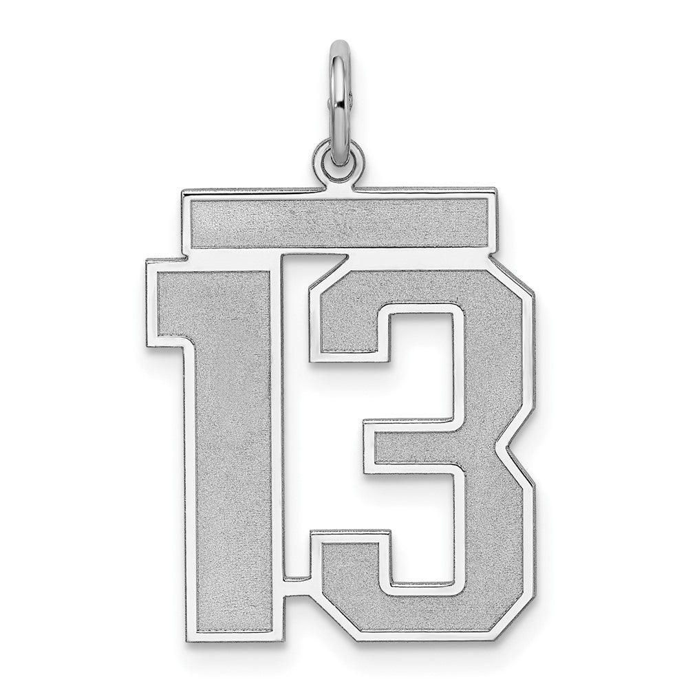 Sterling Silver, Jersey Collection, Large Number 13 Pendant, Item P28014-13 by The Black Bow Jewelry Co.