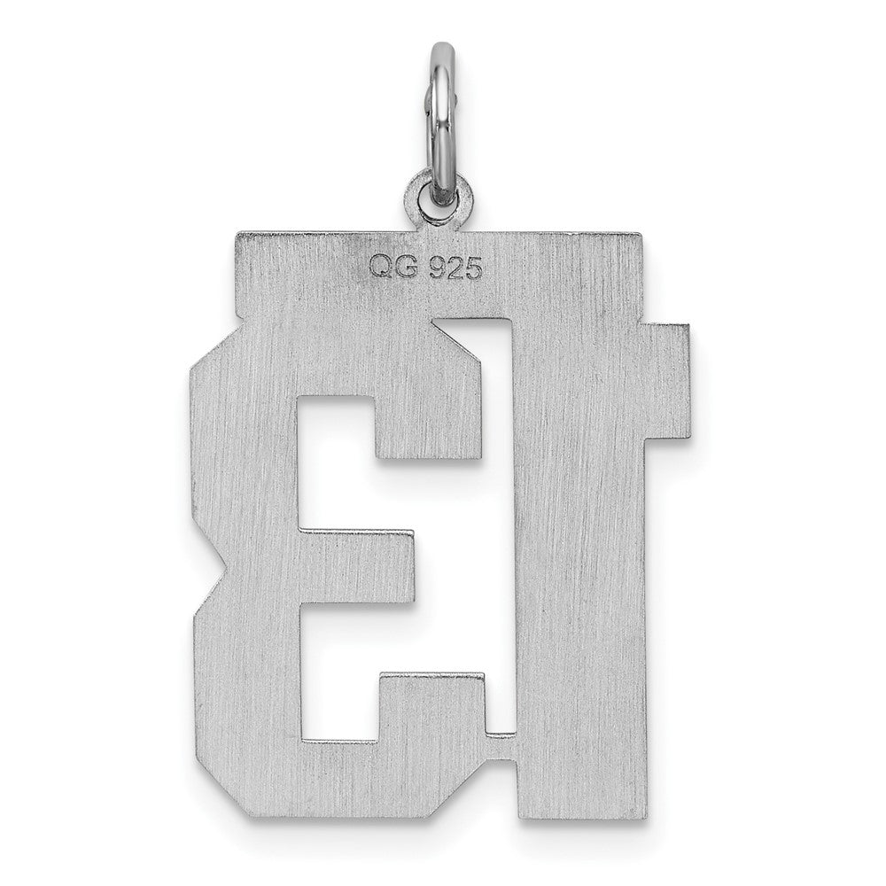 Alternate view of the Sterling Silver, Jersey Collection, Large Number 13 Pendant by The Black Bow Jewelry Co.