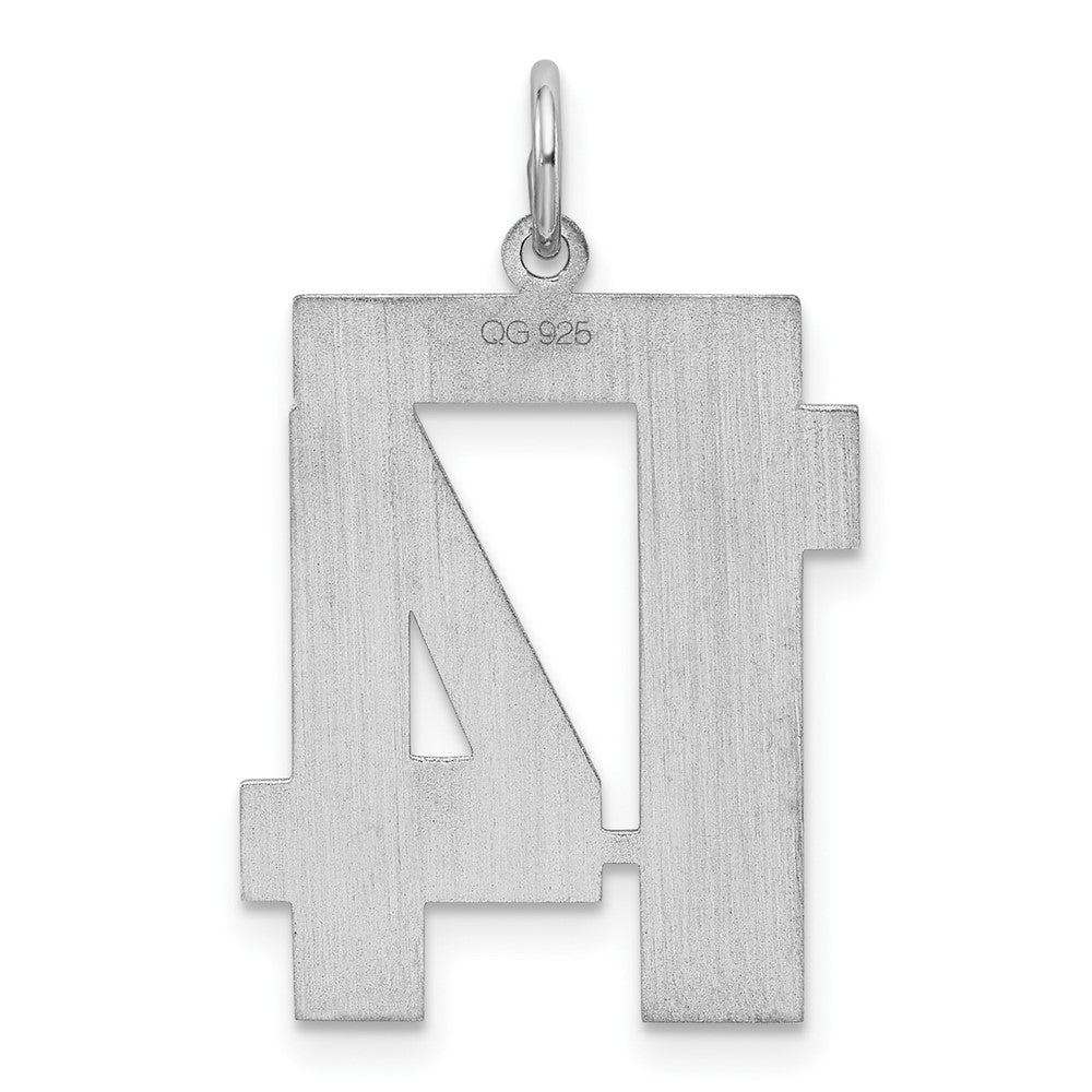 Alternate view of the Sterling Silver, Jersey Collection, Large Number 14 Pendant by The Black Bow Jewelry Co.