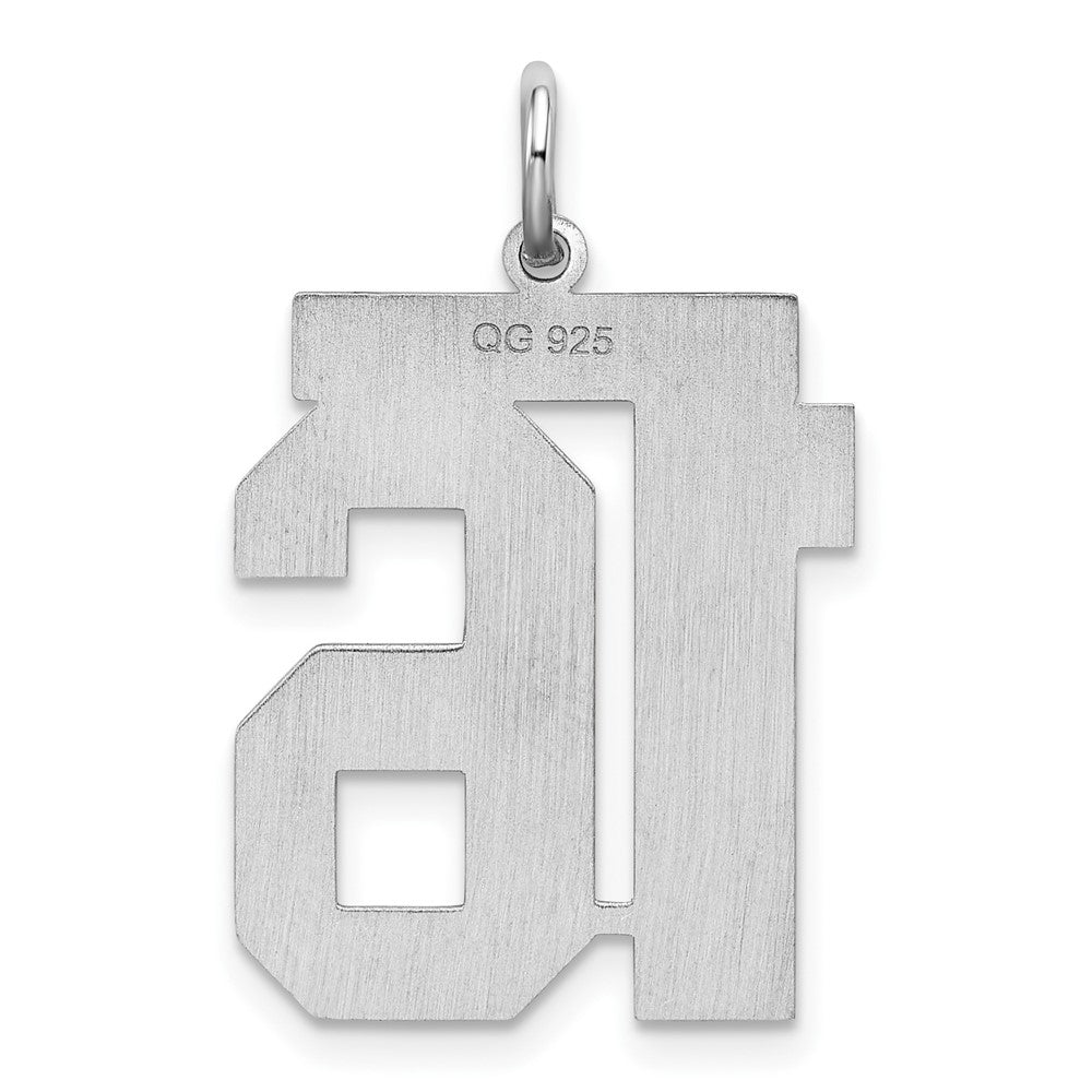 Alternate view of the Sterling Silver, Jersey Collection, Large Number 16 Pendant by The Black Bow Jewelry Co.