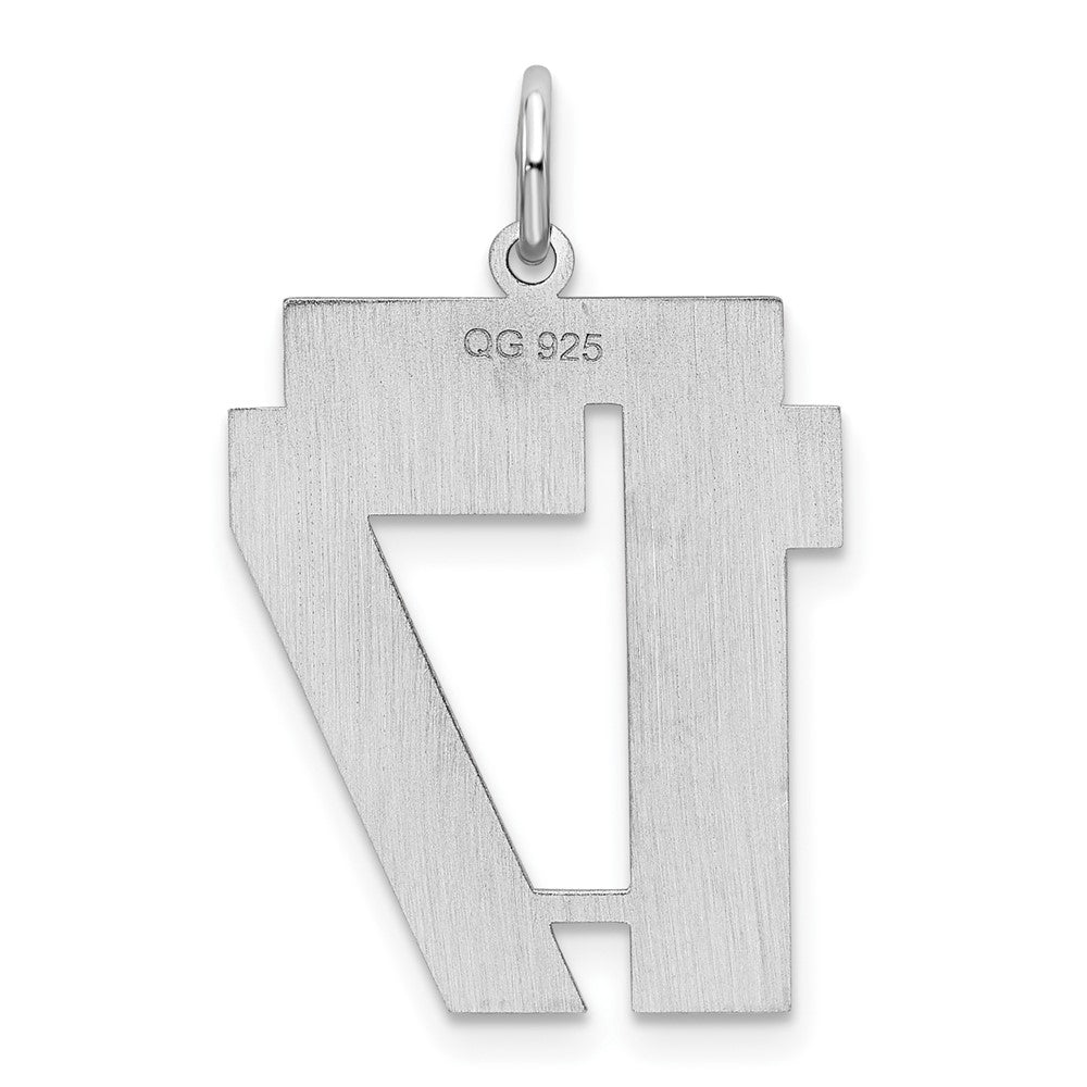 Alternate view of the Sterling Silver, Jersey Collection, Large Number 17 Pendant by The Black Bow Jewelry Co.