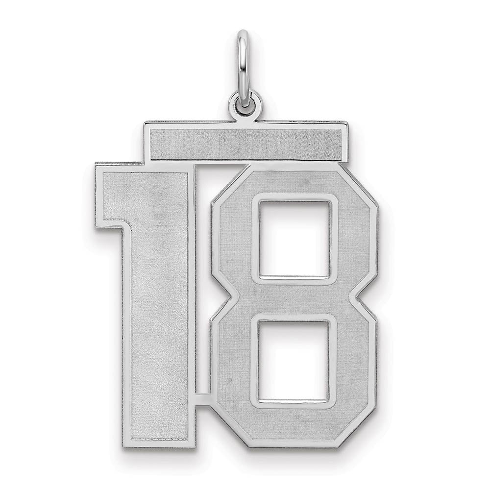 Sterling Silver, Jersey Collection, Large Number 18 Pendant, Item P28014-18 by The Black Bow Jewelry Co.