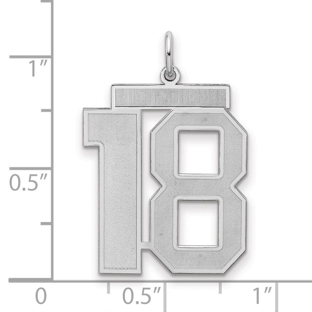 Alternate view of the Sterling Silver, Jersey Collection, Large Number 18 Pendant by The Black Bow Jewelry Co.