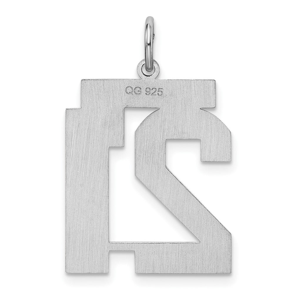 Alternate view of the Sterling Silver, Jersey Collection, Large Number 21 Pendant by The Black Bow Jewelry Co.