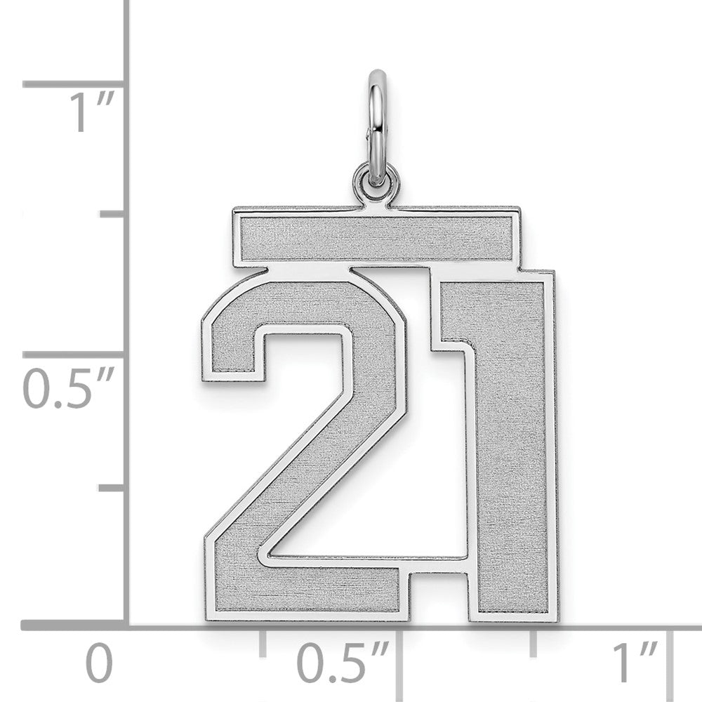 Alternate view of the Sterling Silver, Jersey Collection, Large Number 21 Pendant by The Black Bow Jewelry Co.
