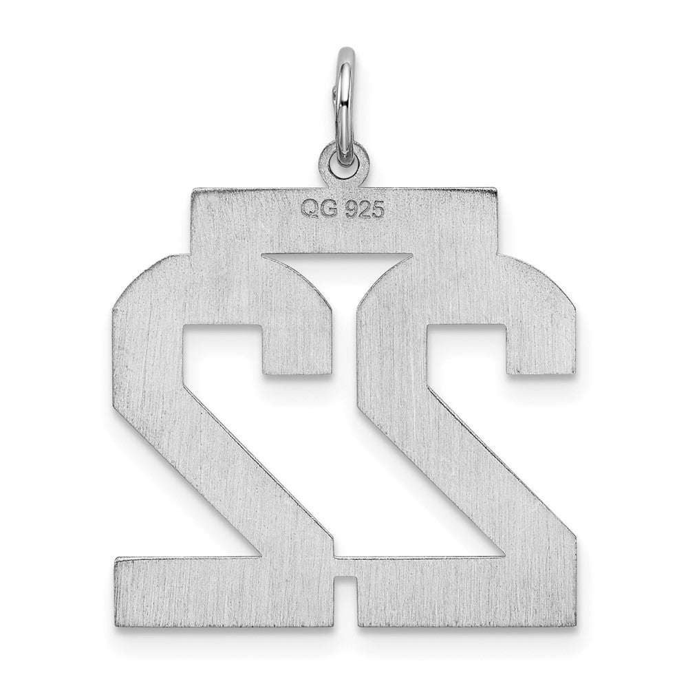 Alternate view of the Sterling Silver, Jersey Collection, Large Number 22 Pendant by The Black Bow Jewelry Co.