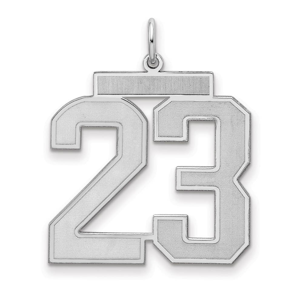 Sterling Silver, Jersey Collection, Large Number 23 Pendant, Item P28014-23 by The Black Bow Jewelry Co.