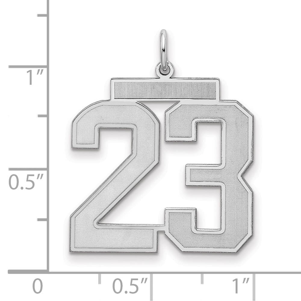 Alternate view of the Sterling Silver, Jersey Collection, Large Number 23 Pendant by The Black Bow Jewelry Co.