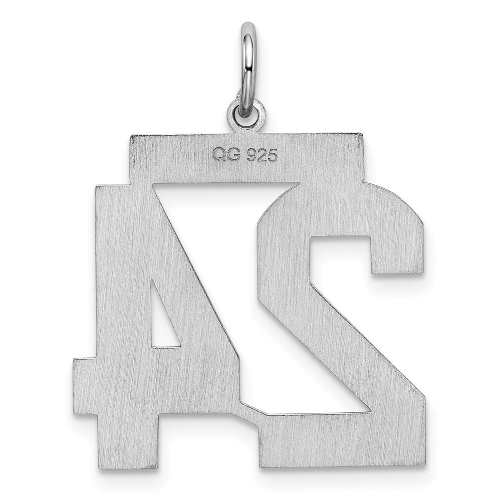 Alternate view of the Sterling Silver, Jersey Collection, Large Number 24 Pendant by The Black Bow Jewelry Co.