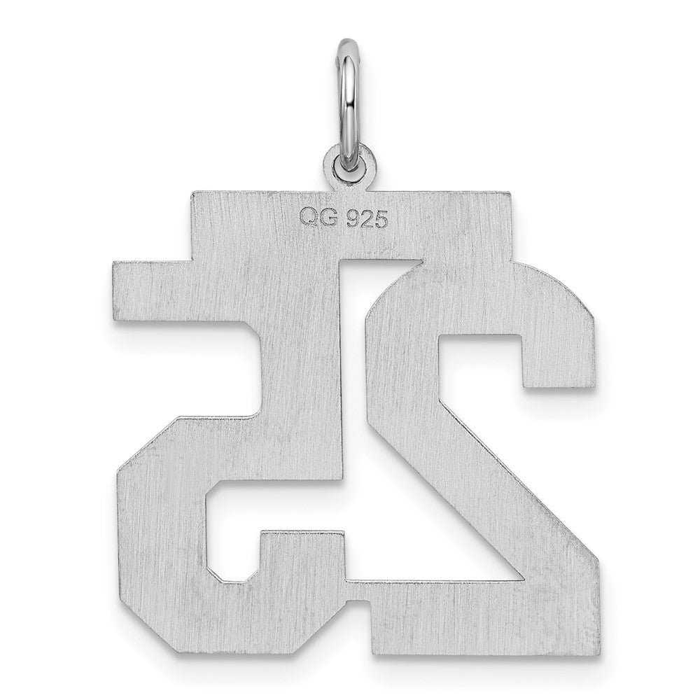 Alternate view of the Sterling Silver, Jersey Collection, Large Number 25 Pendant by The Black Bow Jewelry Co.