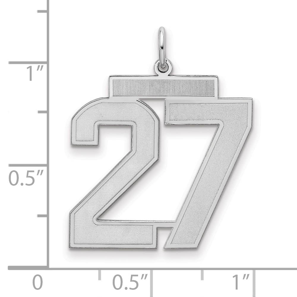 Alternate view of the Sterling Silver, Jersey Collection, Large Number 27 Pendant by The Black Bow Jewelry Co.