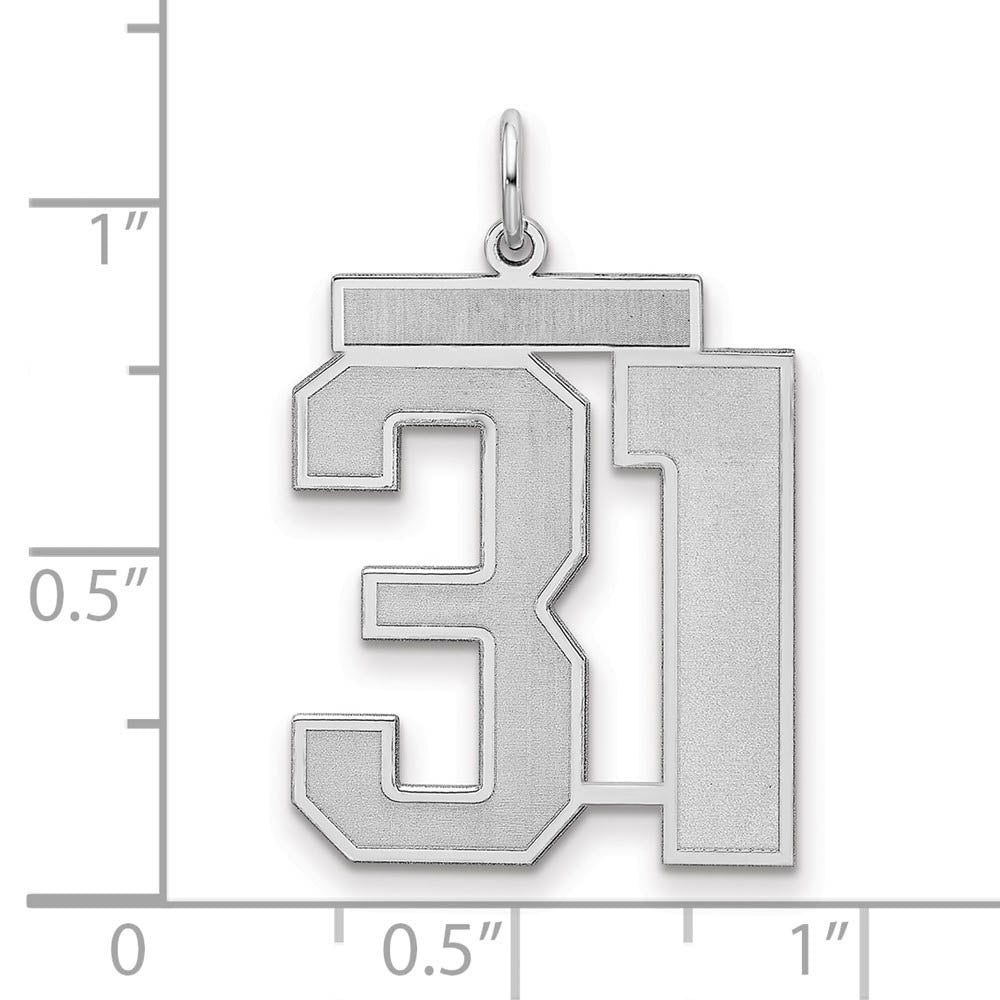Alternate view of the Sterling Silver, Jersey Collection, Large Number 31 Pendant by The Black Bow Jewelry Co.