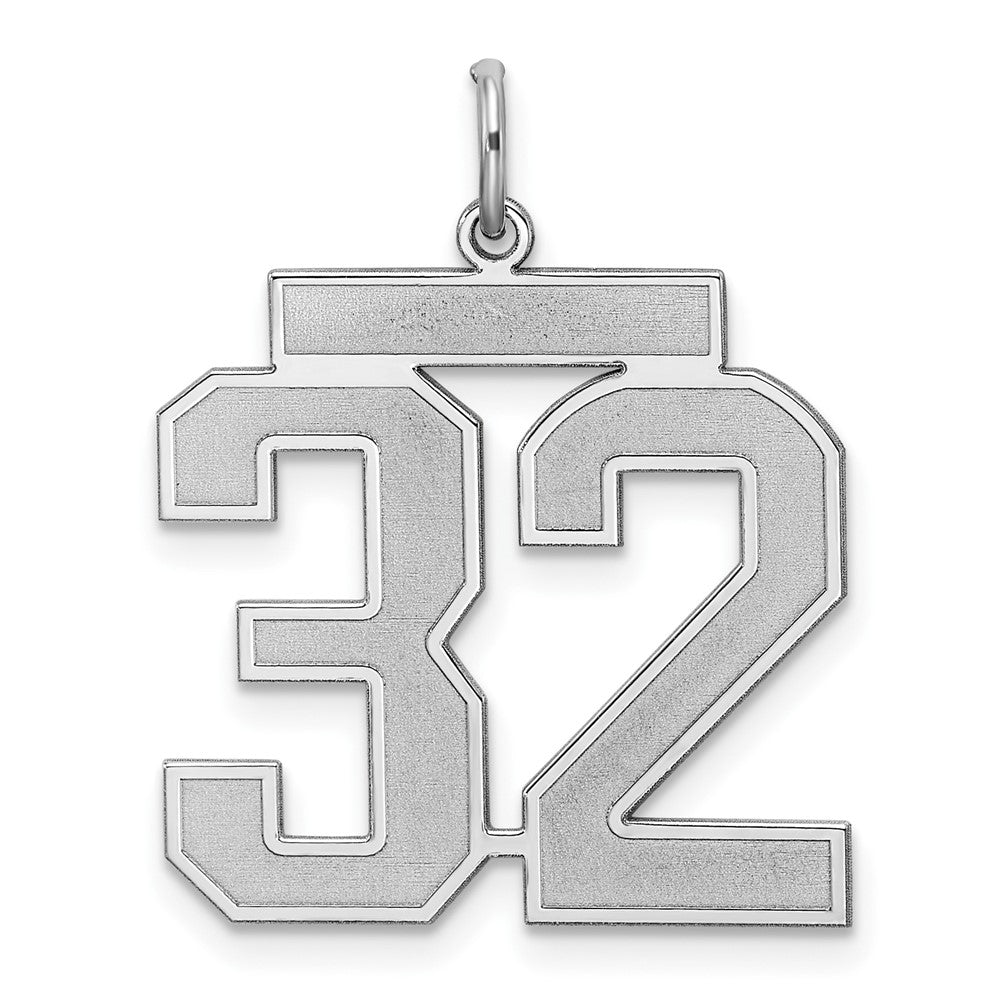 Sterling Silver, Jersey Collection, Large Number 32 Pendant, Item P28014-32 by The Black Bow Jewelry Co.