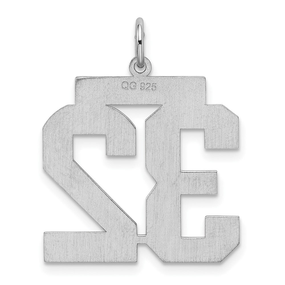 Alternate view of the Sterling Silver, Jersey Collection, Large Number 32 Pendant by The Black Bow Jewelry Co.