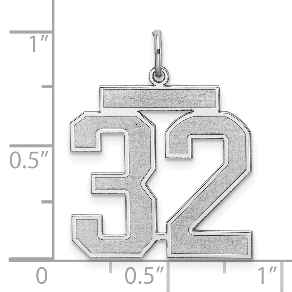 Alternate view of the Sterling Silver, Jersey Collection, Large Number 32 Pendant by The Black Bow Jewelry Co.