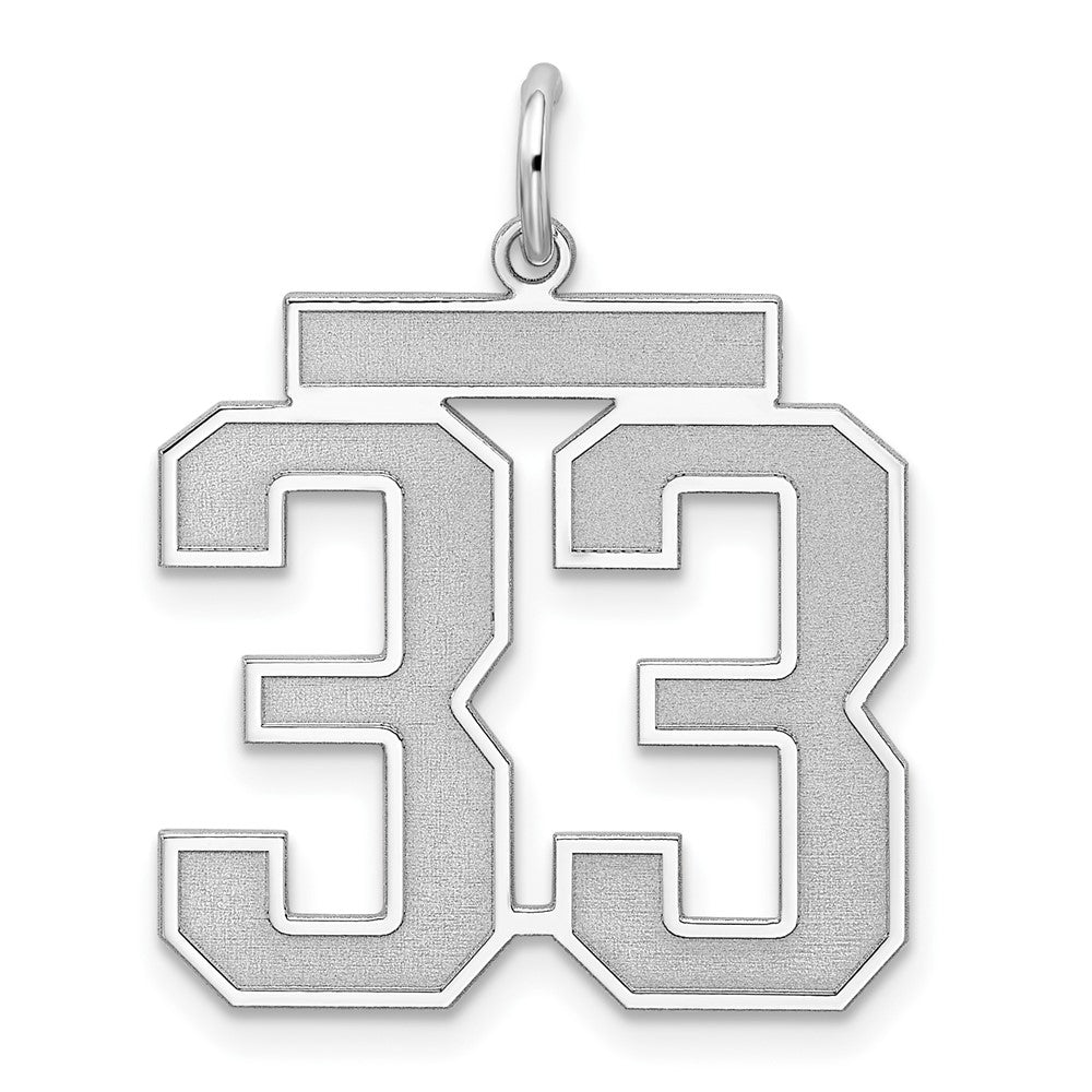 Sterling Silver, Jersey Collection, Large Number 33 Pendant, Item P28014-33 by The Black Bow Jewelry Co.