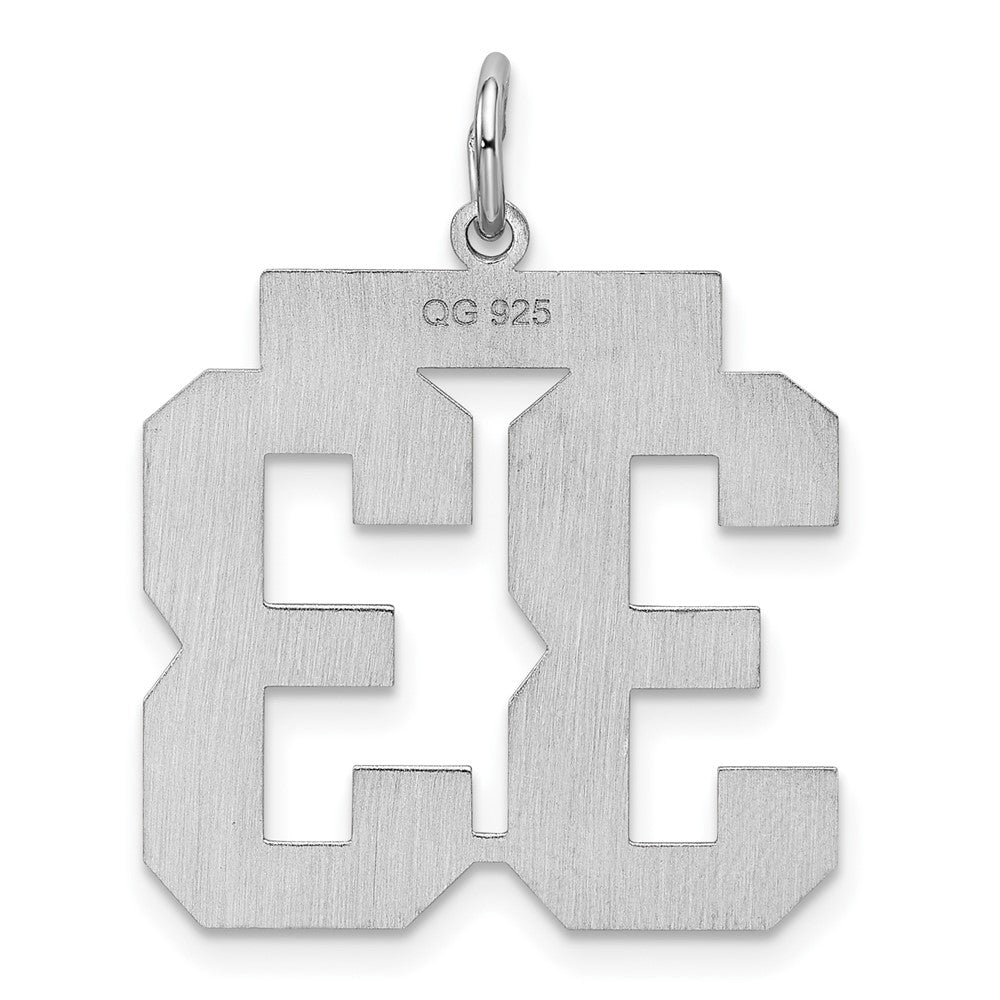 Alternate view of the Sterling Silver, Jersey Collection, Large Number 33 Pendant by The Black Bow Jewelry Co.