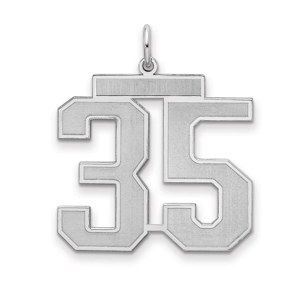 Sterling Silver, Jersey Collection, Large Number 35 Pendant, Item P28014-35 by The Black Bow Jewelry Co.