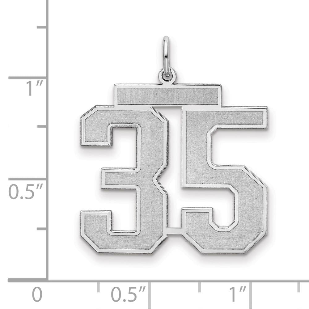Alternate view of the Sterling Silver, Jersey Collection, Large Number 35 Pendant by The Black Bow Jewelry Co.