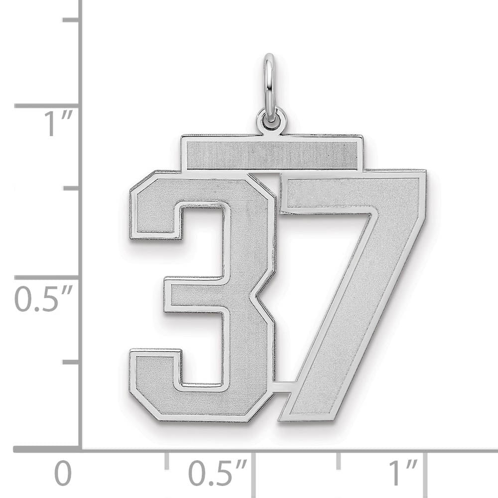 Alternate view of the Sterling Silver, Jersey Collection, Large Number 37 Pendant by The Black Bow Jewelry Co.