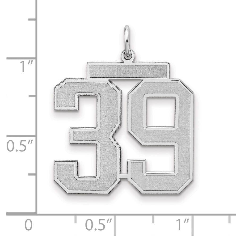 Alternate view of the Sterling Silver, Jersey Collection, Large Number 39 Pendant by The Black Bow Jewelry Co.