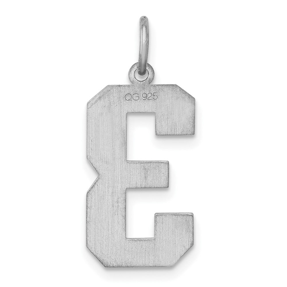 Alternate view of the Sterling Silver, Jersey Collection, Large Number 3 Pendant by The Black Bow Jewelry Co.