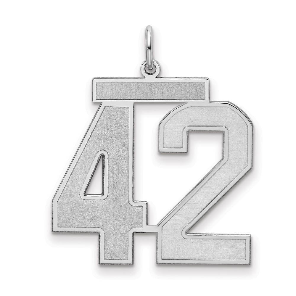 Sterling Silver, Jersey Collection, Large Number 42 Pendant, Item P28014-42 by The Black Bow Jewelry Co.