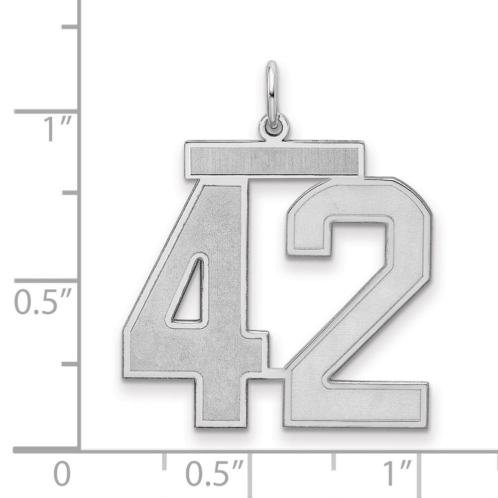 Alternate view of the Sterling Silver, Jersey Collection, Large Number 42 Pendant by The Black Bow Jewelry Co.