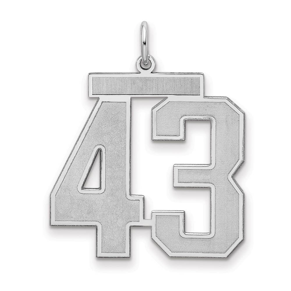 Sterling Silver, Jersey Collection, Large Number 43 Pendant, Item P28014-43 by The Black Bow Jewelry Co.