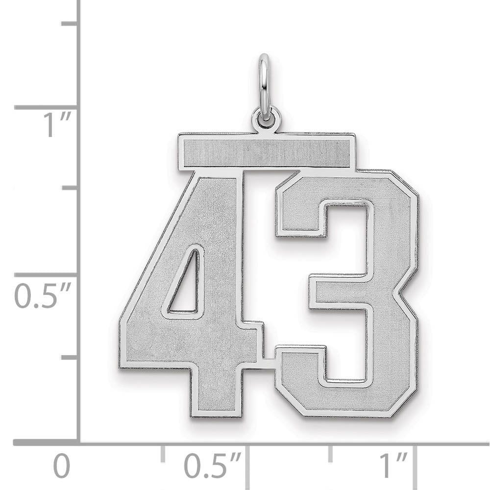Alternate view of the Sterling Silver, Jersey Collection, Large Number 43 Pendant by The Black Bow Jewelry Co.