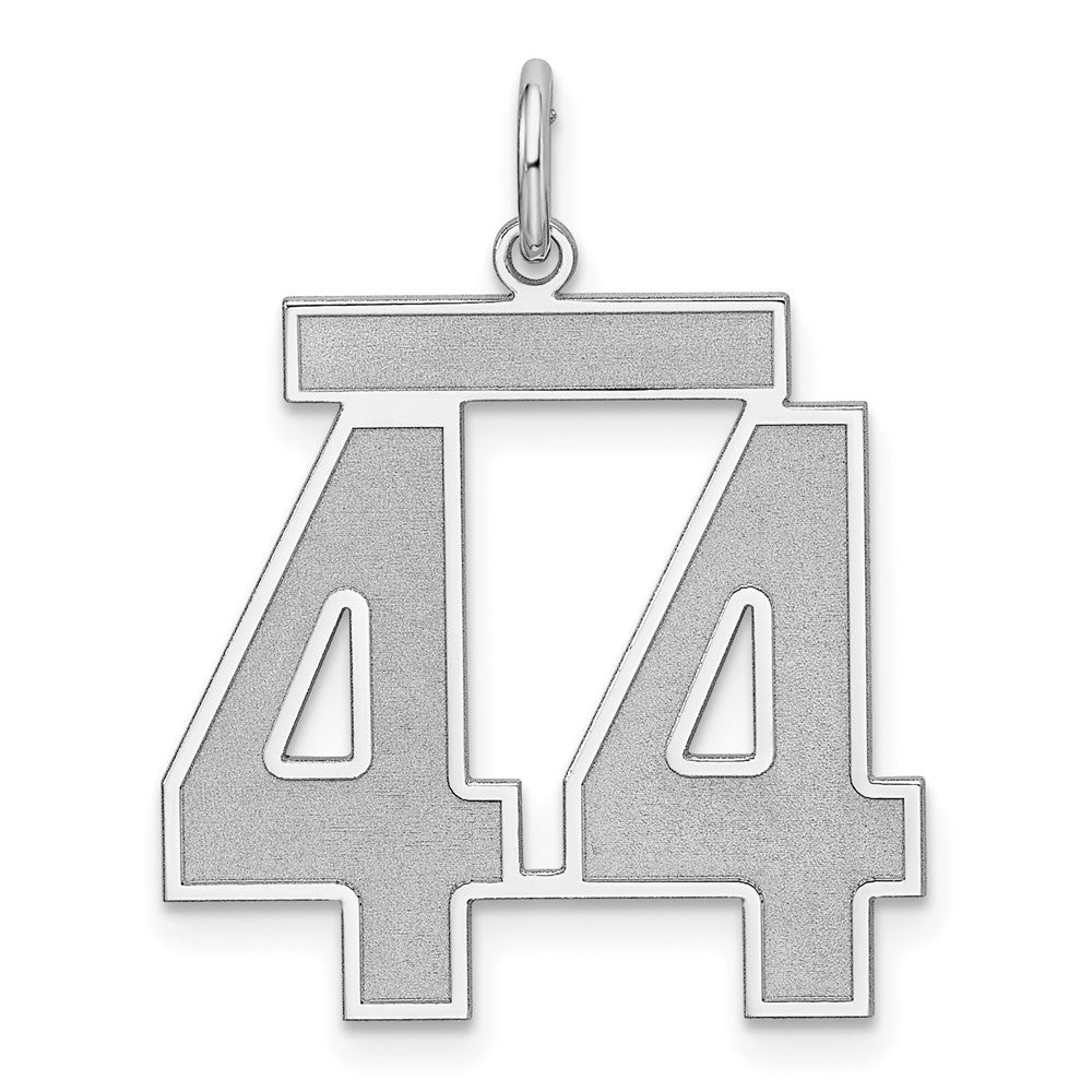 Sterling Silver, Jersey Collection, Large Number 44 Pendant, Item P28014-44 by The Black Bow Jewelry Co.