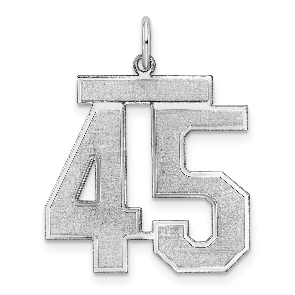 Sterling Silver, Jersey Collection, Large Number 45 Pendant, Item P28014-45 by The Black Bow Jewelry Co.