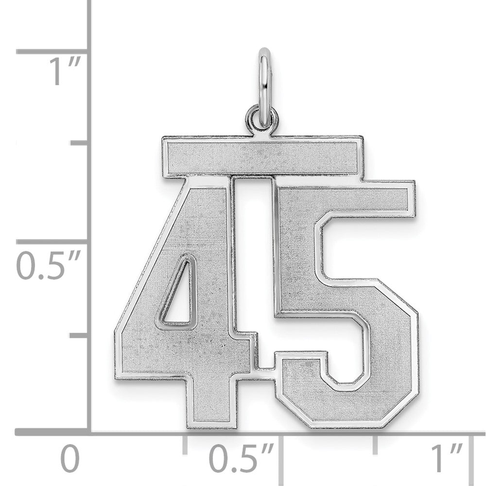 Alternate view of the Sterling Silver, Jersey Collection, Large Number 45 Pendant by The Black Bow Jewelry Co.