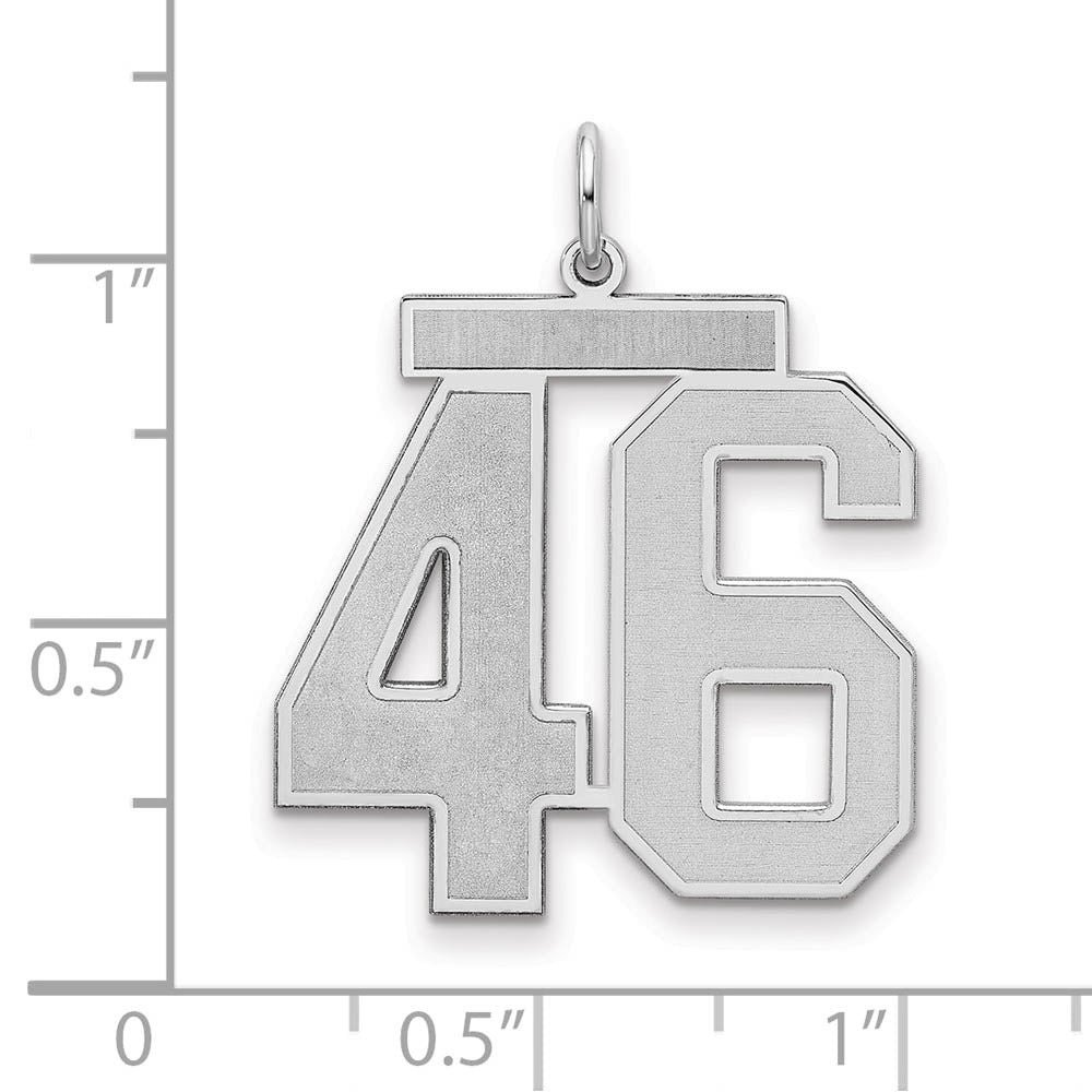 Alternate view of the Sterling Silver, Jersey Collection, Large Number 46 Pendant by The Black Bow Jewelry Co.