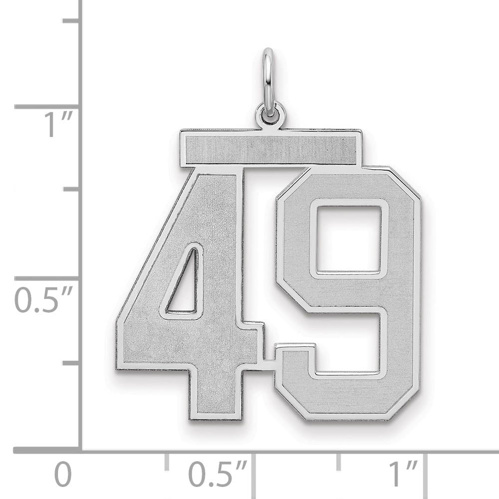 Alternate view of the Sterling Silver, Jersey Collection, Large Number 49 Pendant by The Black Bow Jewelry Co.