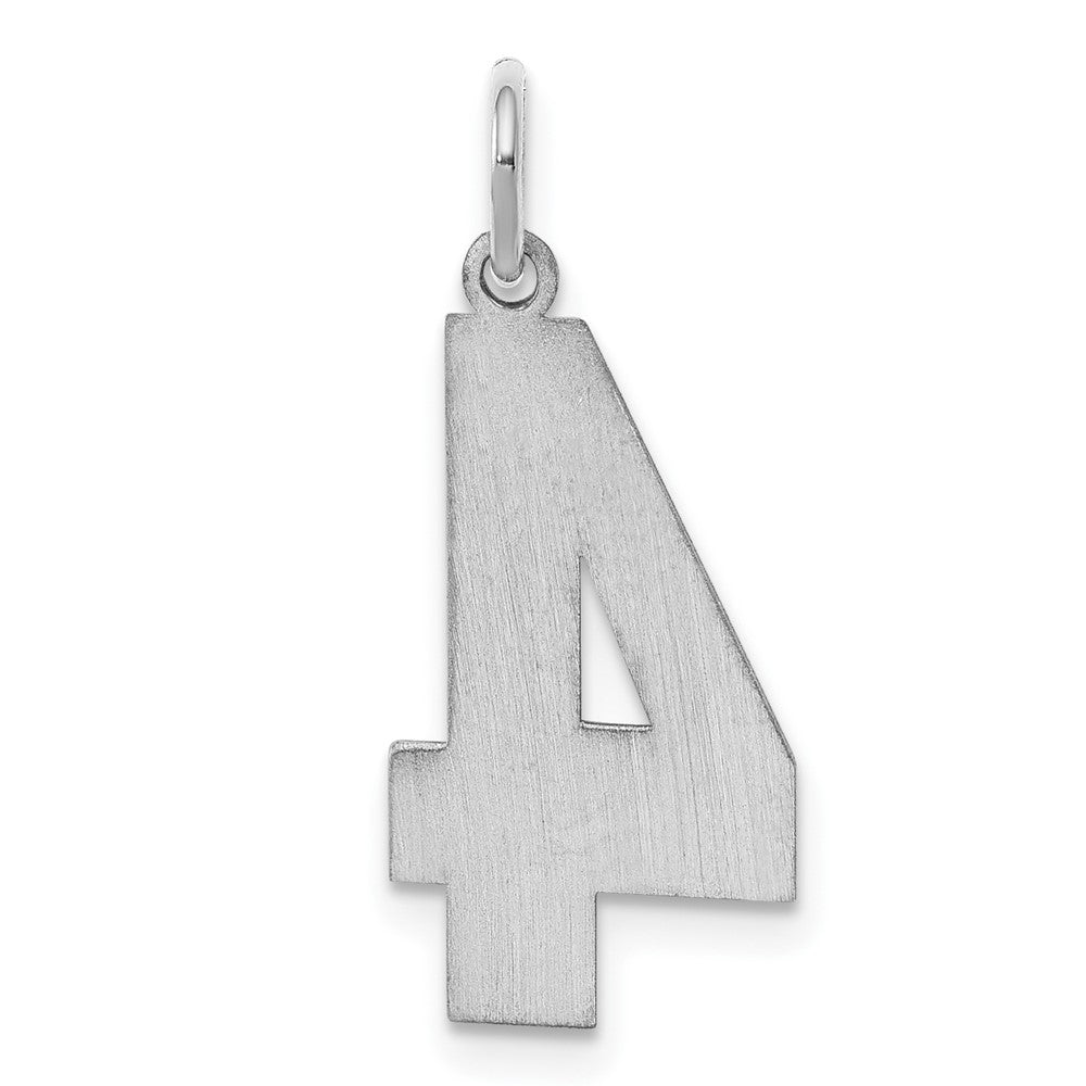 Alternate view of the Sterling Silver, Jersey Collection, Large Number 4 Pendant by The Black Bow Jewelry Co.