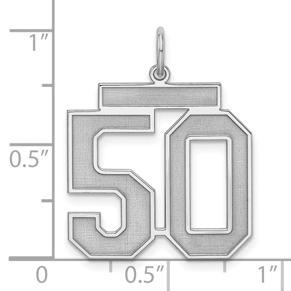 Alternate view of the Sterling Silver, Jersey Collection, Large Number 50 Pendant by The Black Bow Jewelry Co.
