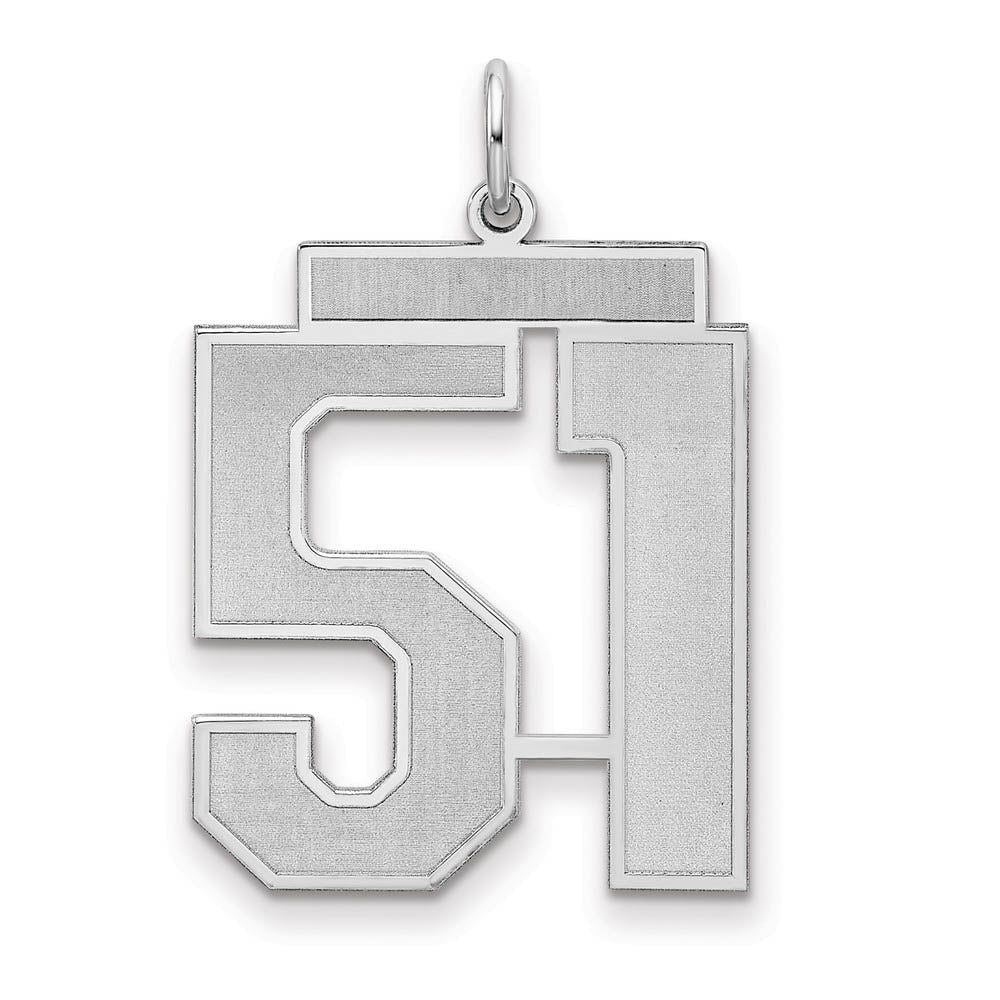 Sterling Silver, Jersey Collection, Large Number 51 Pendant, Item P28014-51 by The Black Bow Jewelry Co.