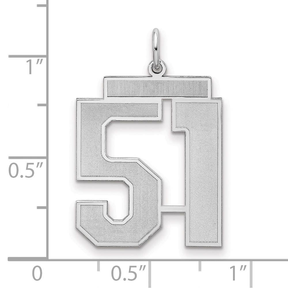 Alternate view of the Sterling Silver, Jersey Collection, Large Number 51 Pendant by The Black Bow Jewelry Co.