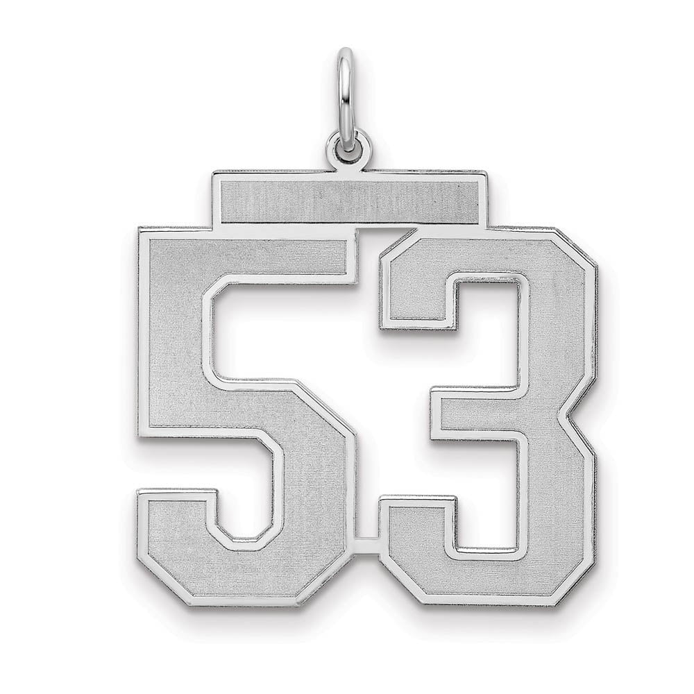 Sterling Silver, Jersey Collection, Large Number 53 Pendant, Item P28014-53 by The Black Bow Jewelry Co.