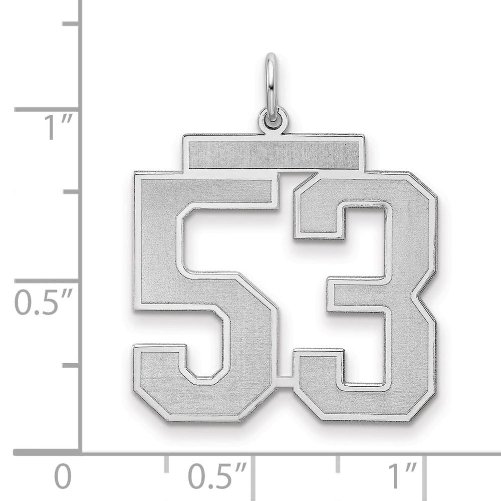 Alternate view of the Sterling Silver, Jersey Collection, Large Number 53 Pendant by The Black Bow Jewelry Co.