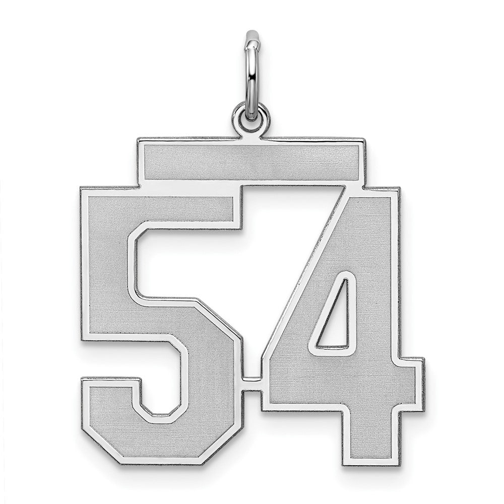 Sterling Silver, Jersey Collection, Large Number 54 Pendant, Item P28014-54 by The Black Bow Jewelry Co.
