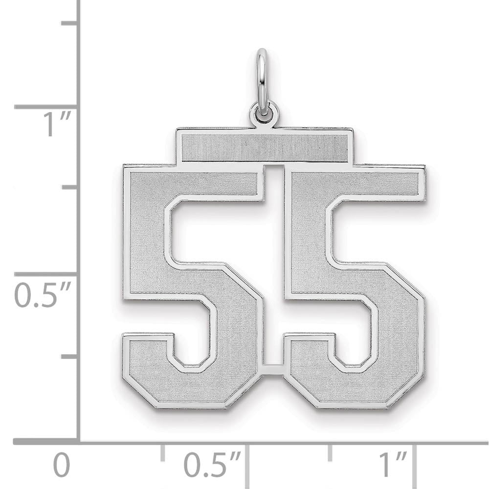Alternate view of the Sterling Silver, Jersey Collection, Large Number 55 Pendant by The Black Bow Jewelry Co.