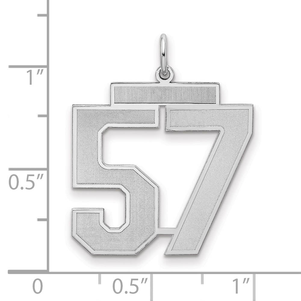Alternate view of the Sterling Silver, Jersey Collection, Large Number 57 Pendant by The Black Bow Jewelry Co.
