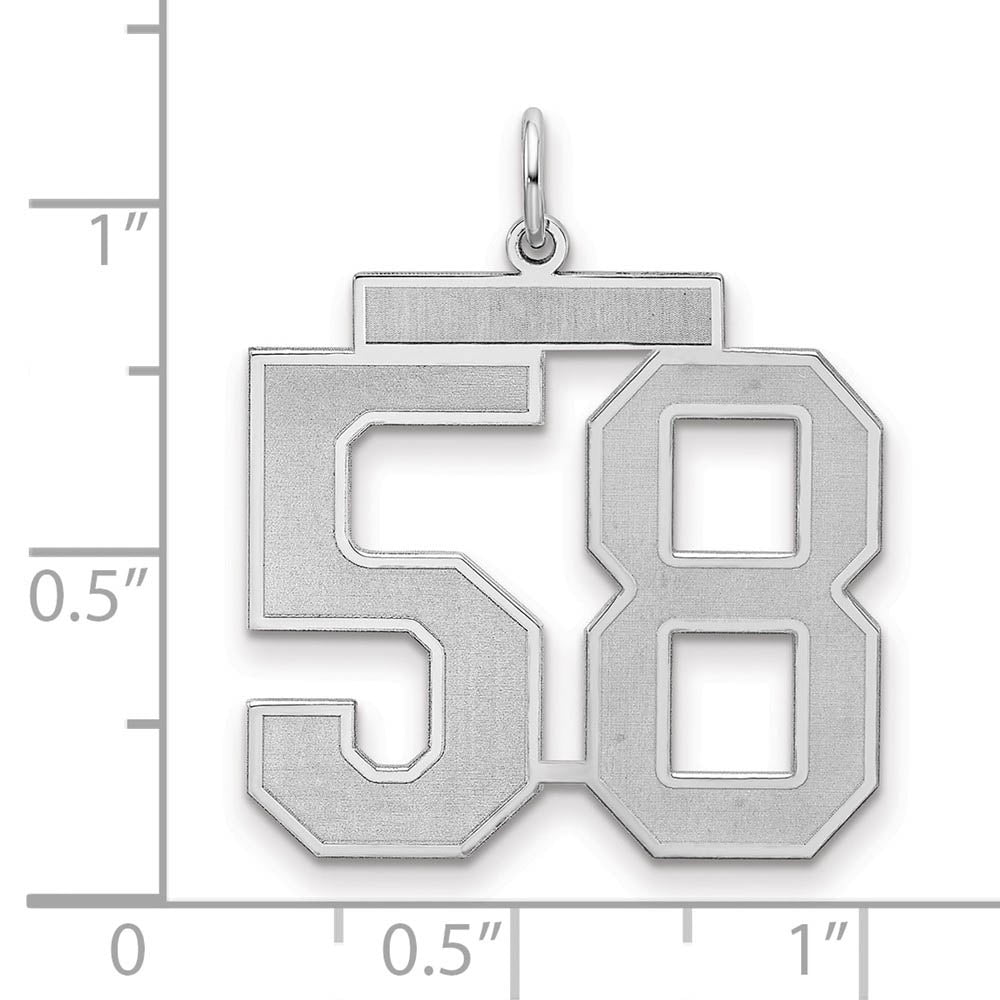 Alternate view of the Sterling Silver, Jersey Collection, Large Number 58 Pendant by The Black Bow Jewelry Co.