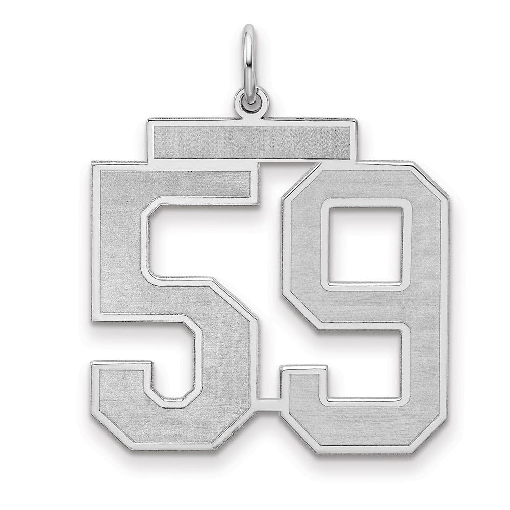 Sterling Silver, Jersey Collection, Large Number 59 Pendant, Item P28014-59 by The Black Bow Jewelry Co.
